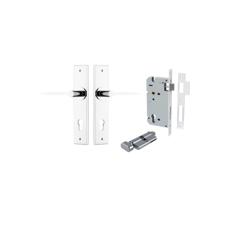 Como Lever Chamfered Polished Chrome Entrance Kit - Key/Thumb Turn