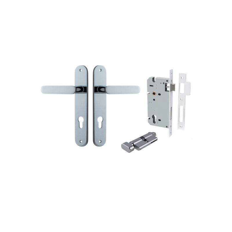 Bronte Lever Oval Polished Chrome Entrance Kit - Key/Thumb Turn