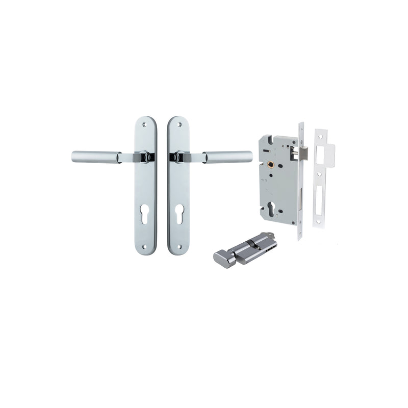 Berlin Lever Oval Polished Chrome Entrance Kit - Key/Thumb Turn