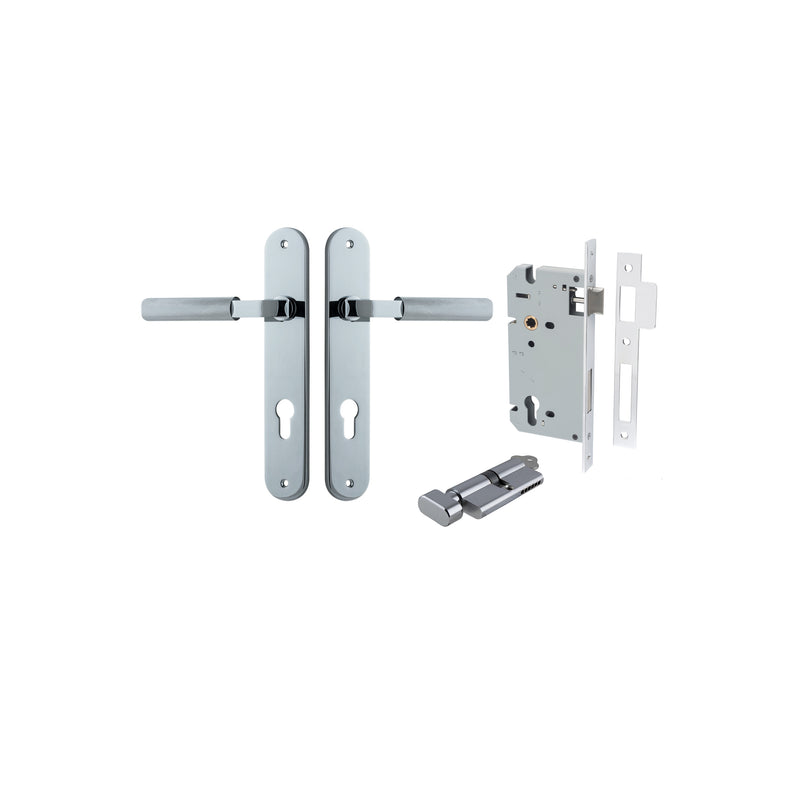 Brunswick Lever Oval Polished Chrome Entrance Kit - Key/Thumb Turn