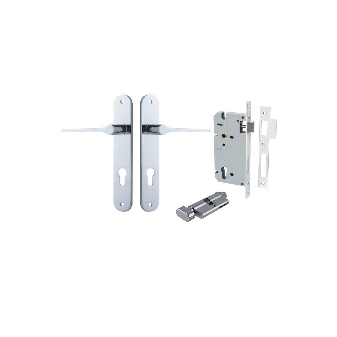 Como Lever Oval Polished Chrome Entrance Kit - Key/Thumb Turn