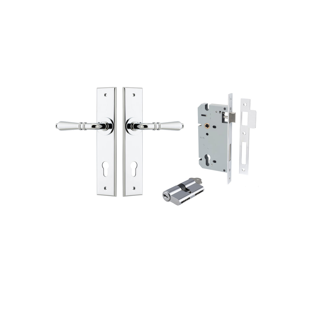 Sarlat Lever Chamfered Polished Chrome Entrance Kit - Key/Key