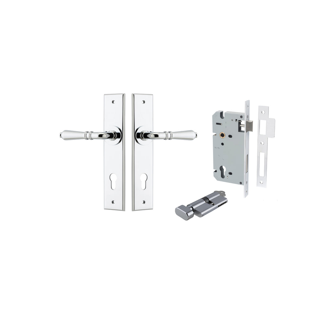 Sarlat Lever Chamfered Polished Chrome Entrance Kit - Key/Thumb Turn