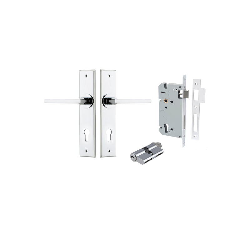 Baltimore Lever Chamfered Polished Chrome Entrance Kit - Key/Key