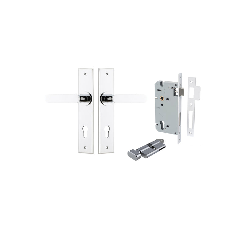 Bronte Lever Chamfered Polished Chrome Entrance Kit - Key/Thumb Turn