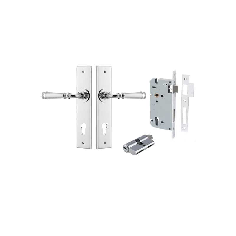 Verona Lever Chamfered Polished Chrome Entrance Kit - Key/Key