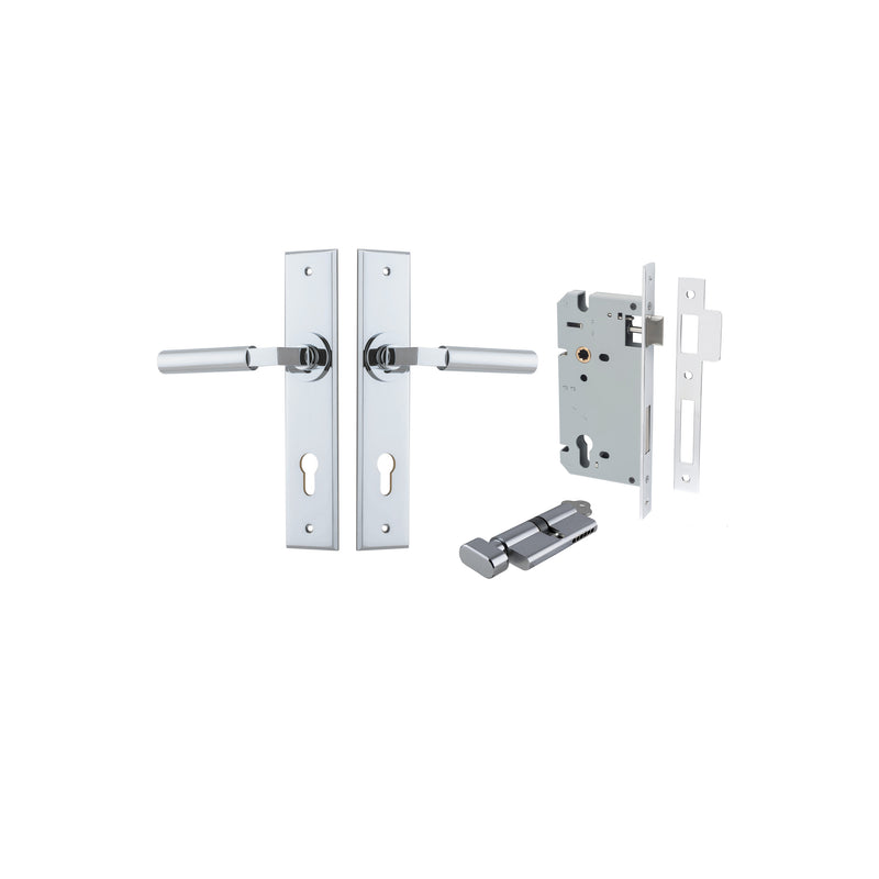 Berlin Lever Chamfered Polished Chrome Entrance Kit - Key/Thumb Turn