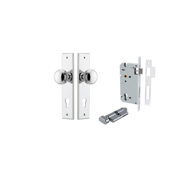 Paddington Knob Chamfered Polished Chrome Entrance Kit - Key/Thumb