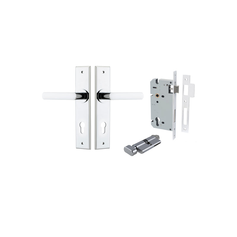 Osaka Lever Chamfered Polished Chrome Entrance Kit - Key/Thumb Turn