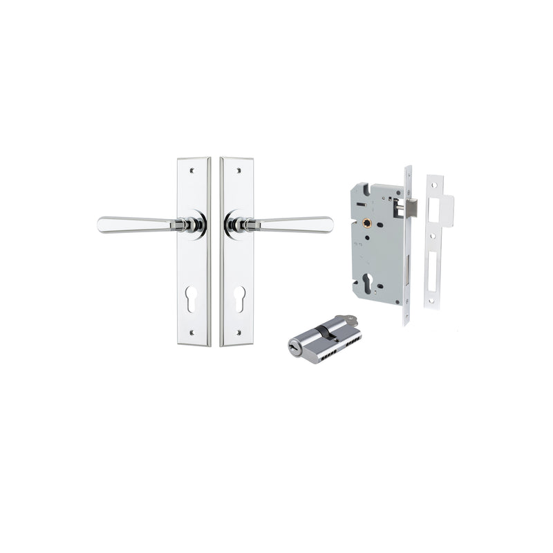 Copenhagen Lever Chamfered Polished Chrome Entrance Kit - Key/Key