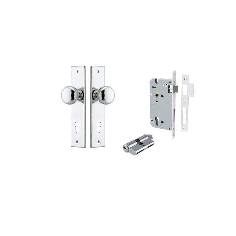 Cambridge Knob Chamfered Polished Chrome Entrance Kit - Key/Key