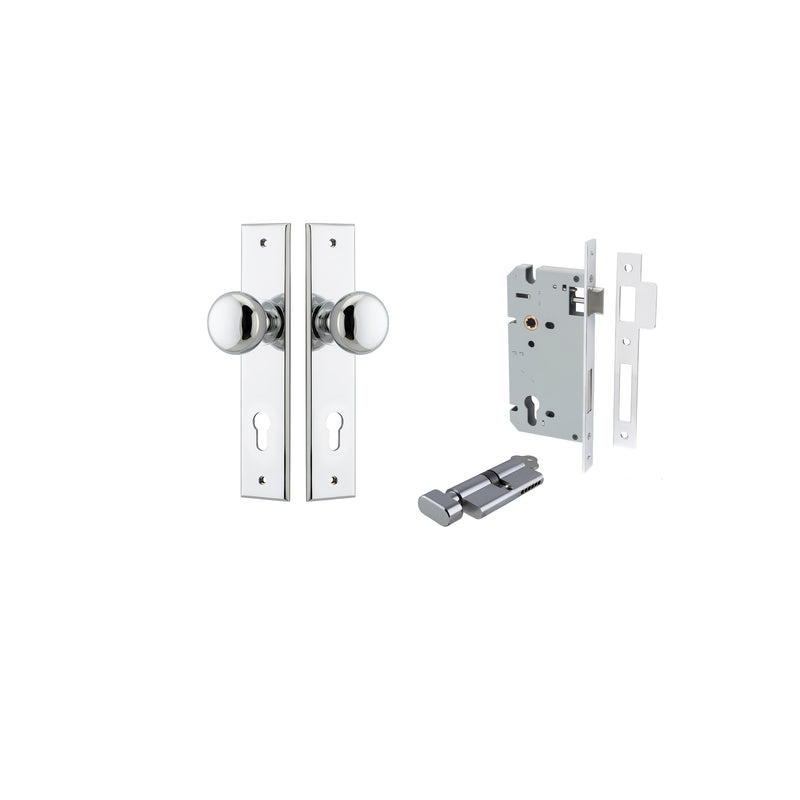 Cambridge Knob Chamfered Polished Chrome Entrance Kit - Key/Thumb