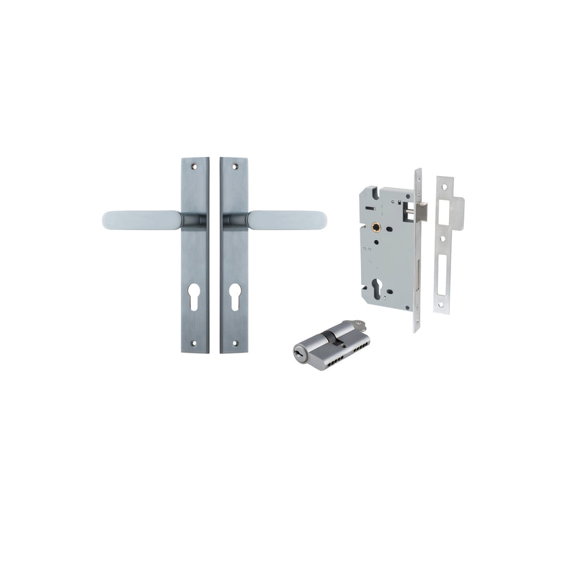 Bronte Lever Rectangular Brushed Chrome Entrance Kit - Key/Key