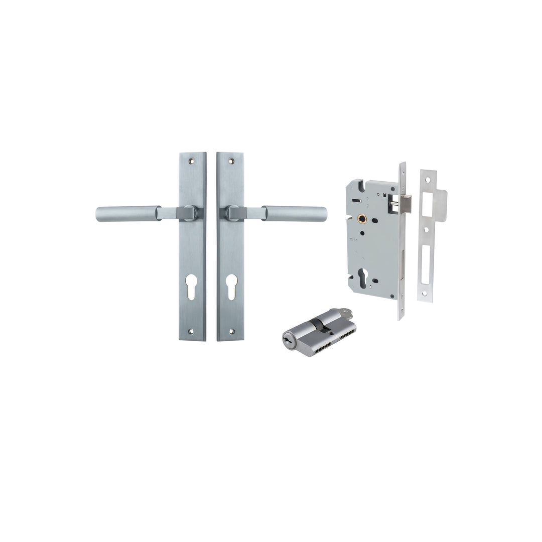 Berlin Lever Rectangular Brushed Chrome Entrance Kit - Key/Key