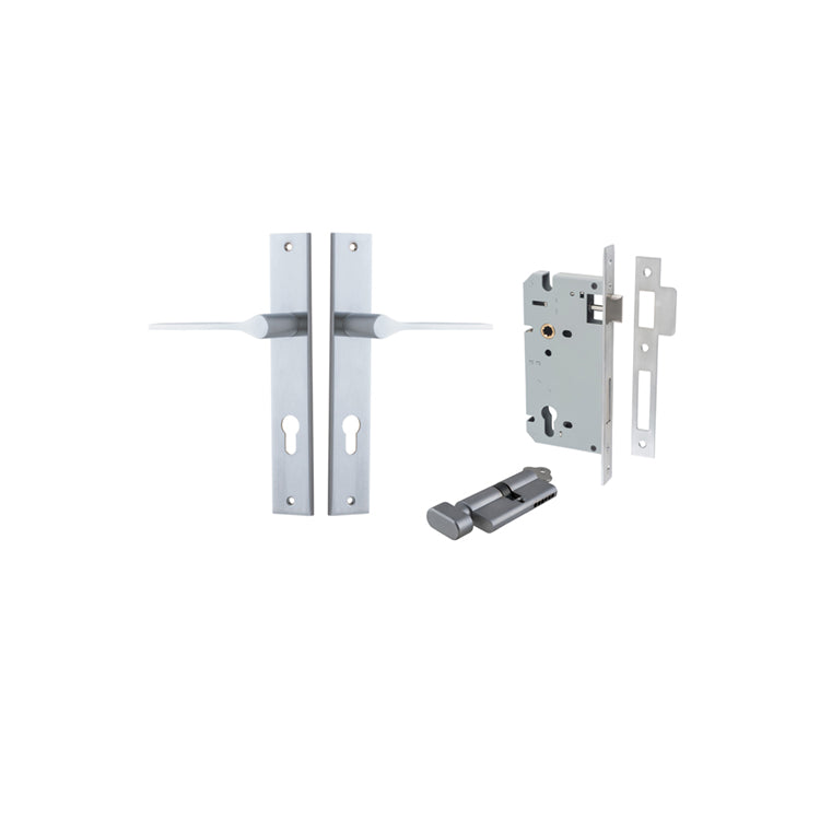 Como Lever Rectangular Brushed Chrome Entrance Kit - Key/Thumb Turn
