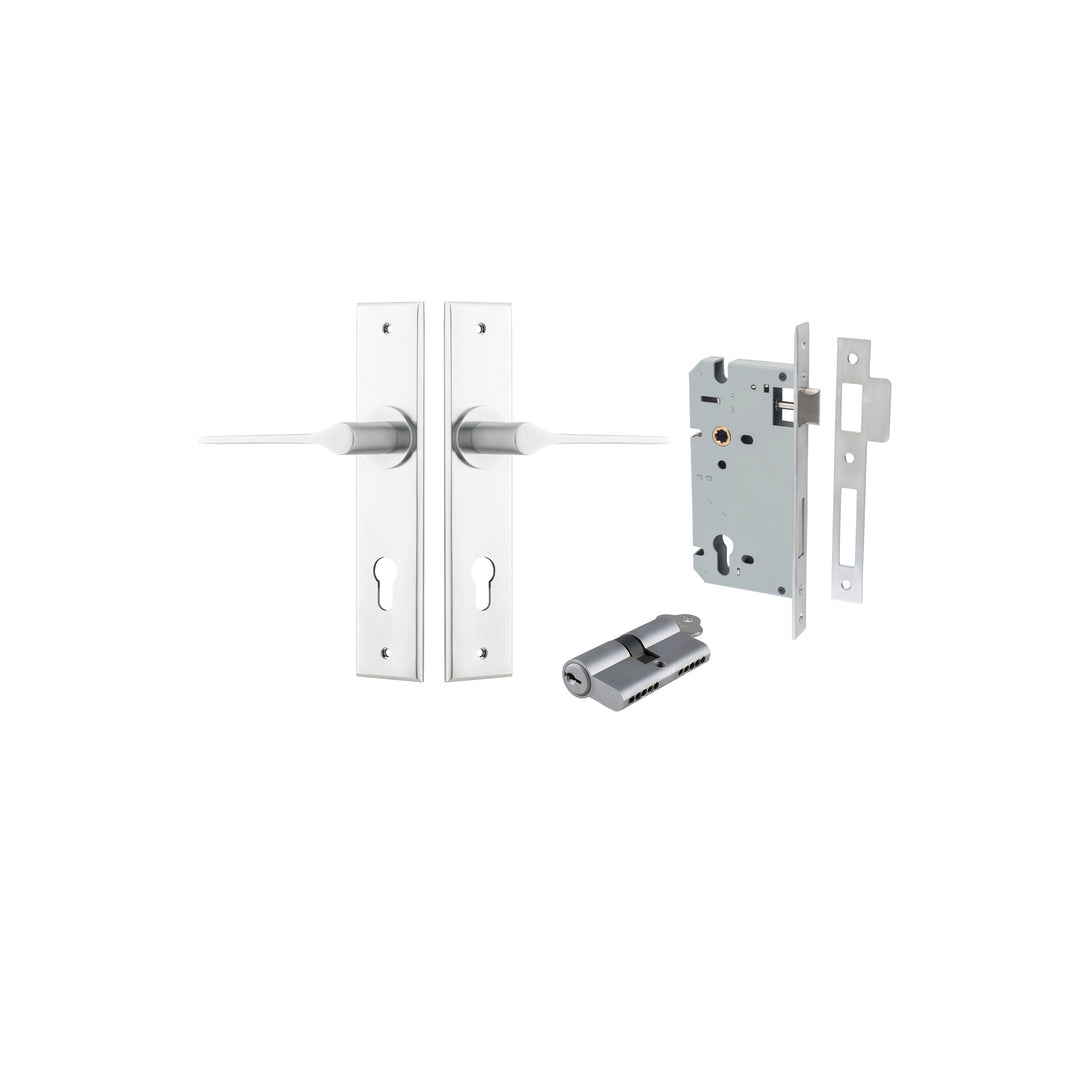 Como Lever Chamfered Brushed Chrome Entrance Kit - Key/Key