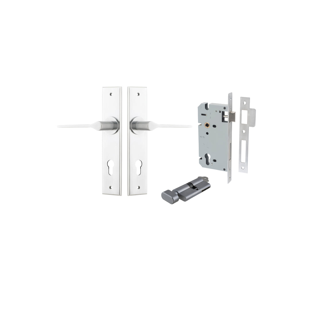 Como Lever Chamfered Brushed Chrome Entrance Kit - Key/Thumb Turn