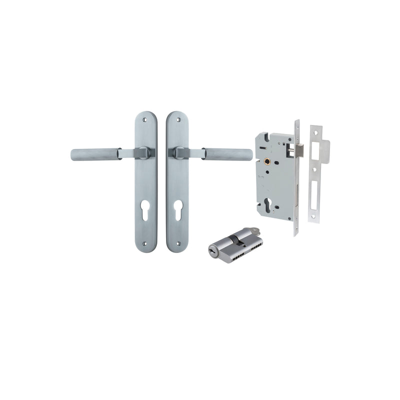 Brunswick Lever Oval Brushed Chrome Entrance Kit - Key/Key