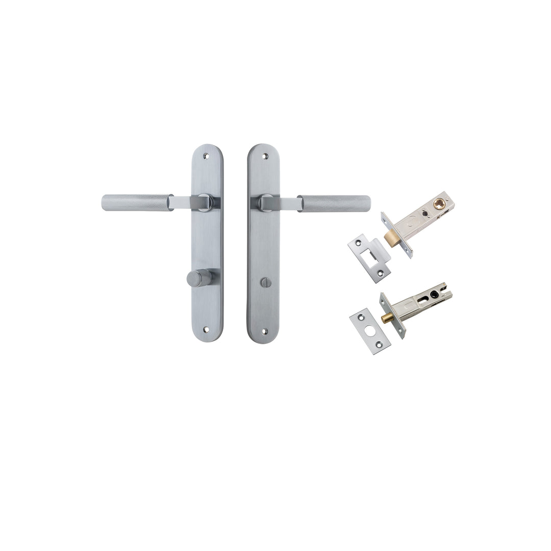Brunswick Lever Oval Brushed Chrome Privacy Kit