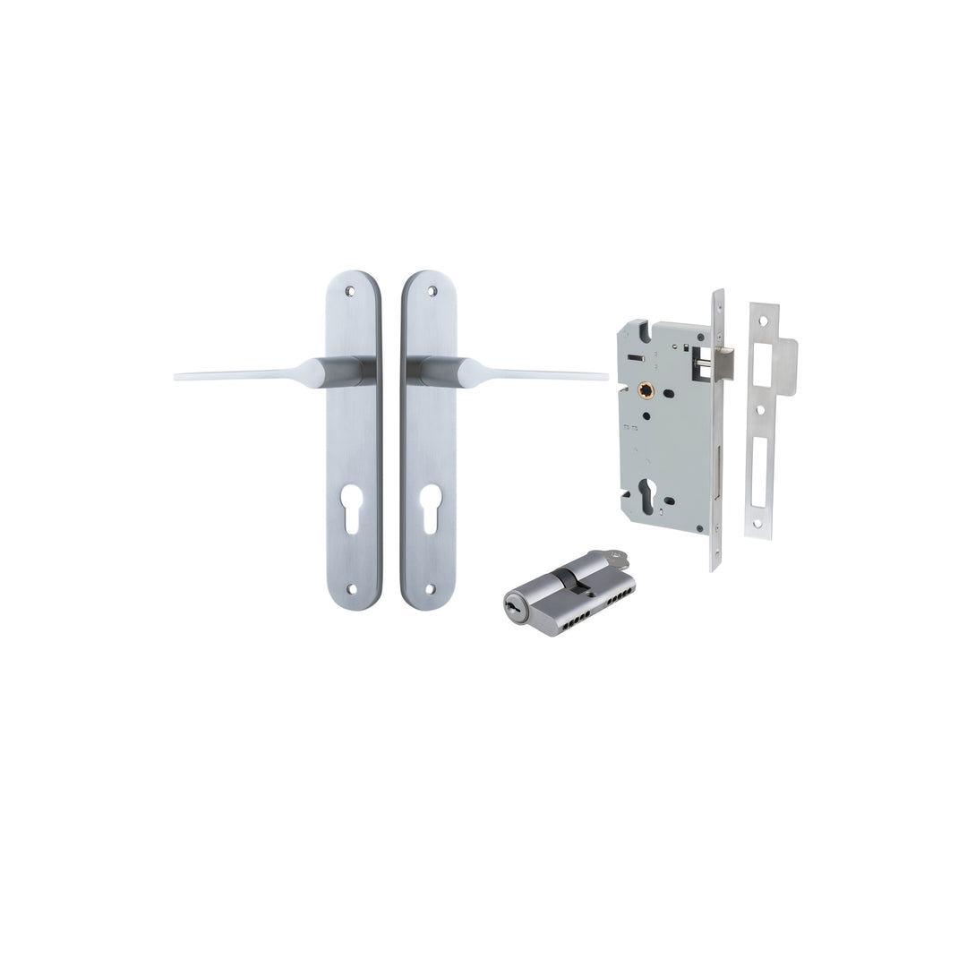 Como Lever Oval Brushed Chrome Entrance Kit - Key/Key