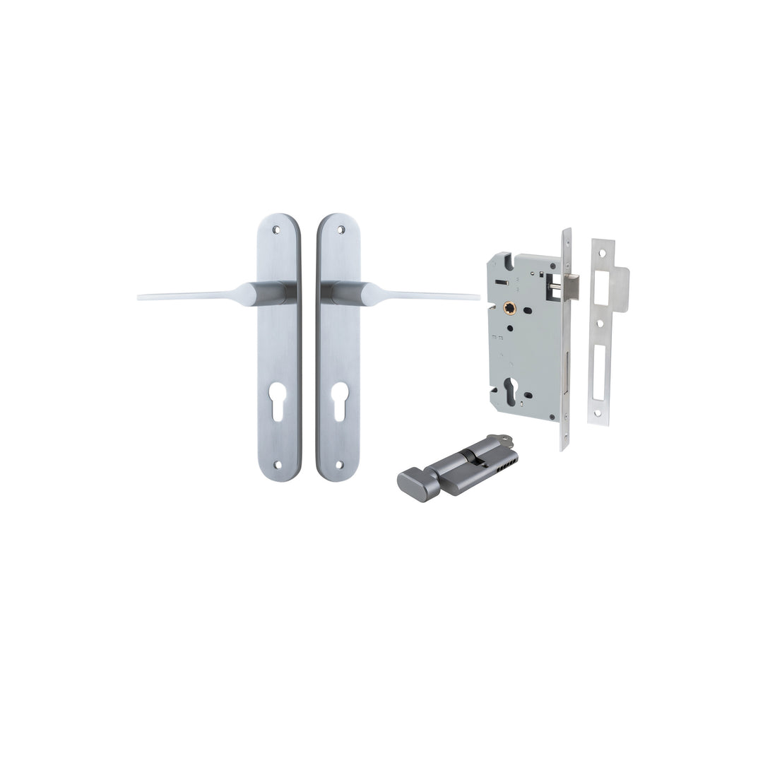 Como Lever Oval Brushed Chrome Entrance Kit - Key/Thumb Turn