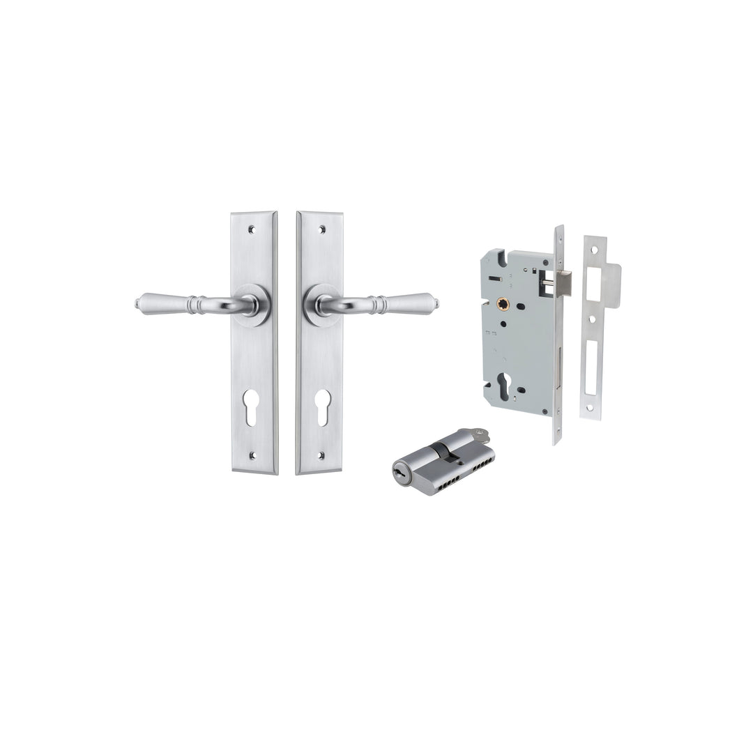 Sarlat Lever Chamfered Brushed Chrome Entrance Kit - Key/Key