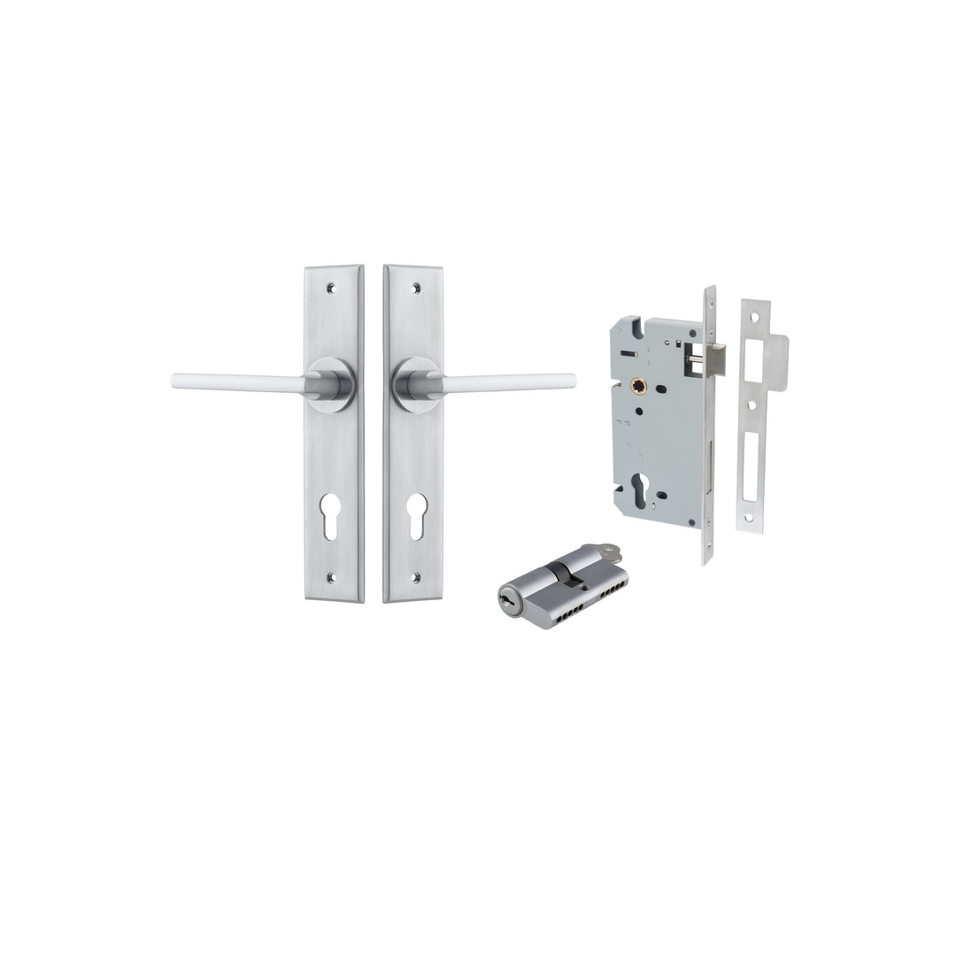 Baltimore Lever Chamfered Brushed Chrome Entrance Kit - Key/Key
