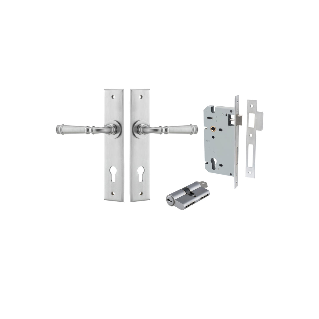 Verona Lever Chamfered Brushed Chrome Entrance Kit - Key/Key