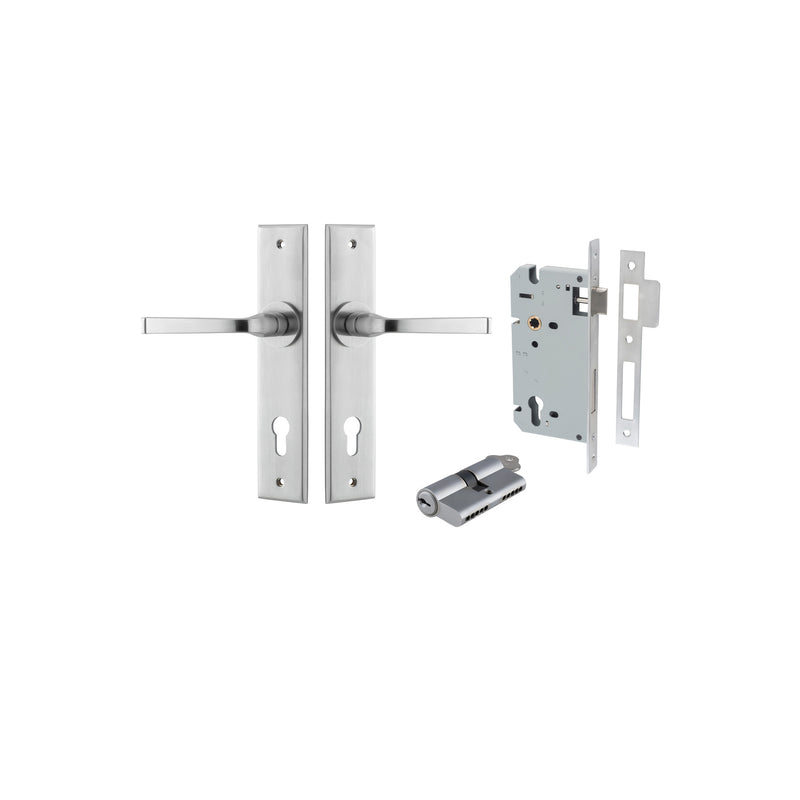 Annecy Lever Chamfered Brushed Chrome Entrance Kit - Key/Key