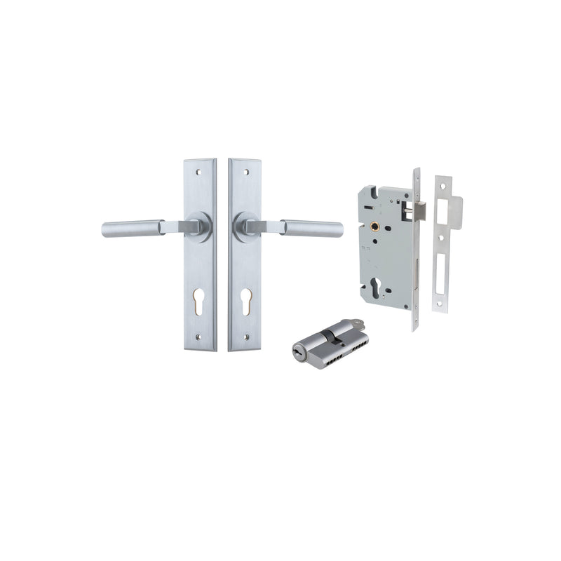 Berlin Lever Chamfered Brushed Chrome Entrance Kit - Key/Key