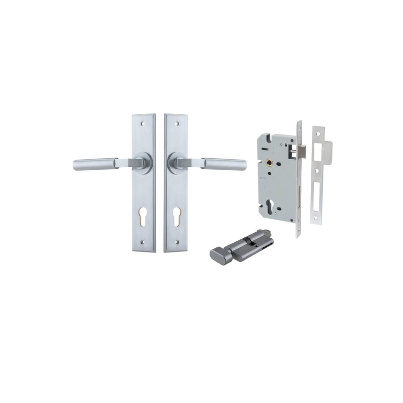 Berlin Lever Chamfered Brushed Chrome Entrance Kit - Key/Thumb Turn