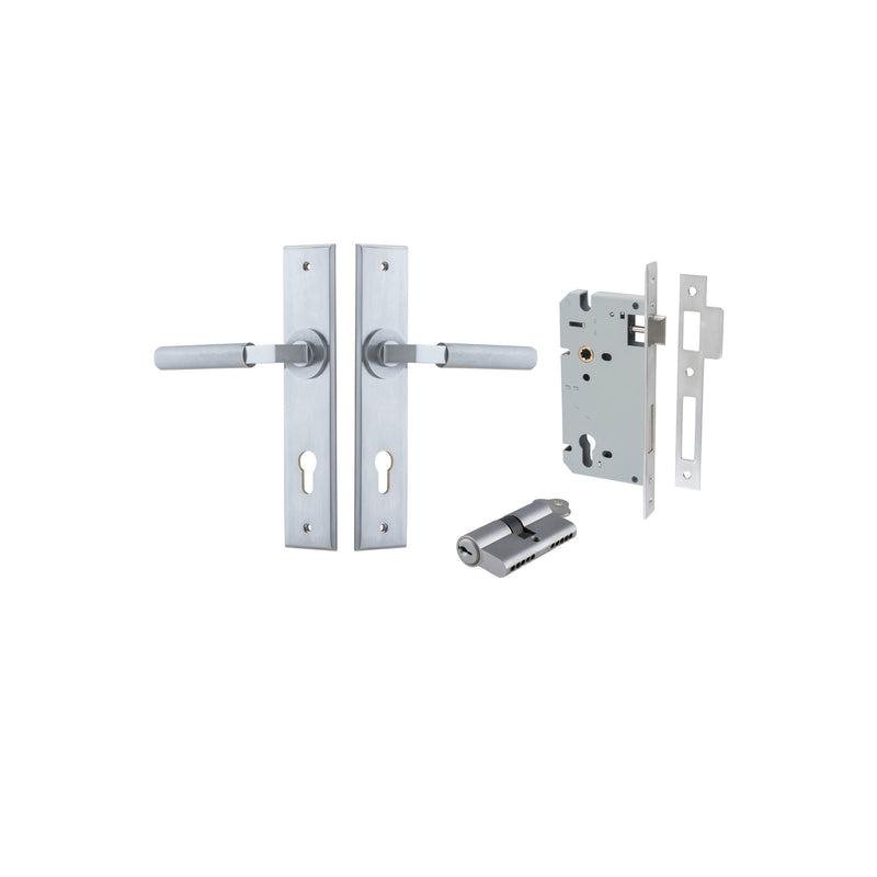 Brunswick Lever Chamfered Brushed Chrome Entrance Kit - Key/Key