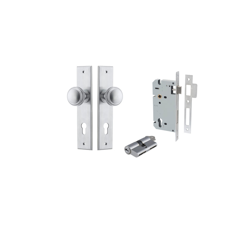 Paddington Knob Chamfered Brushed Chrome Entrance Kit - Key/Key