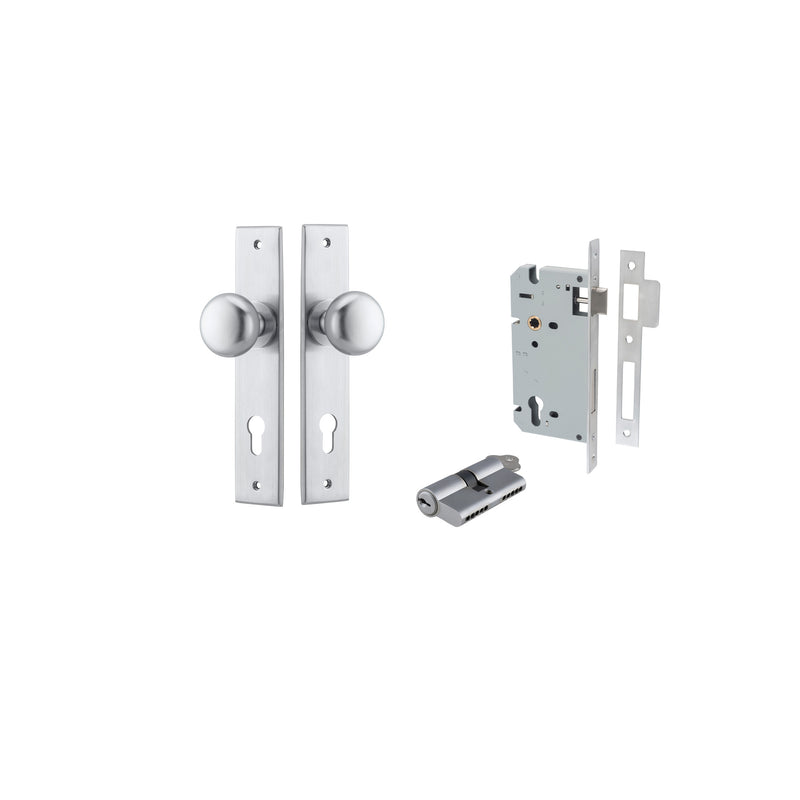 Cambridge Knob Chamfered Brushed Chrome Entrance Kit - Key/Key