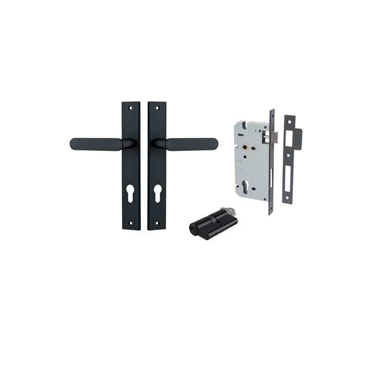 Bronte Lever Rectangular Matt Black Entrance Kit - Key/Key