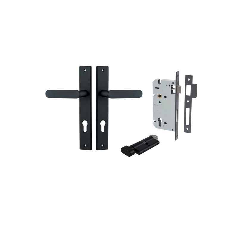 Bronte Lever Rectangular Matt Black Entrance Kit - Key/Thumb Turn