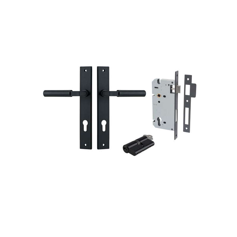 Berlin Lever Rectangular Matt Black Entrance Kit - Key/Key