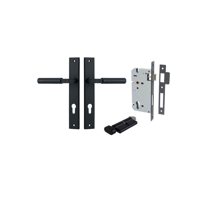 Berlin Lever Rectangular Matt Black Entrance Kit - Key/Thumb Turn