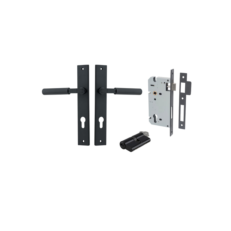 Brunswick Lever Rectangular Matt Black Entrance Kit - Key/Key