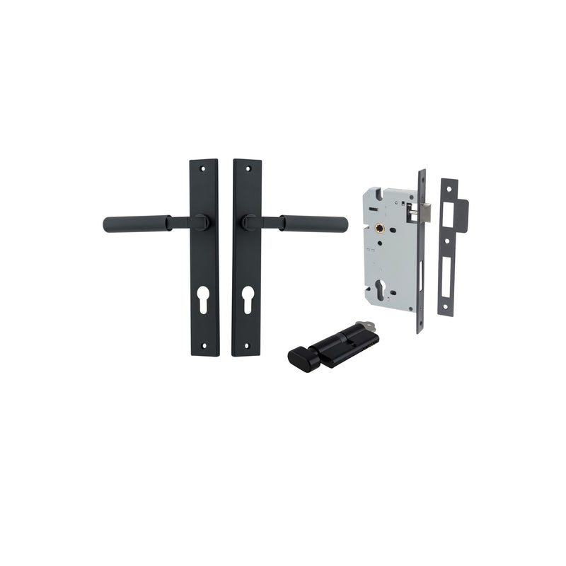 Brunswick Lever Rectangular Matt Black Entrance Kit - Key/Thumb Turn