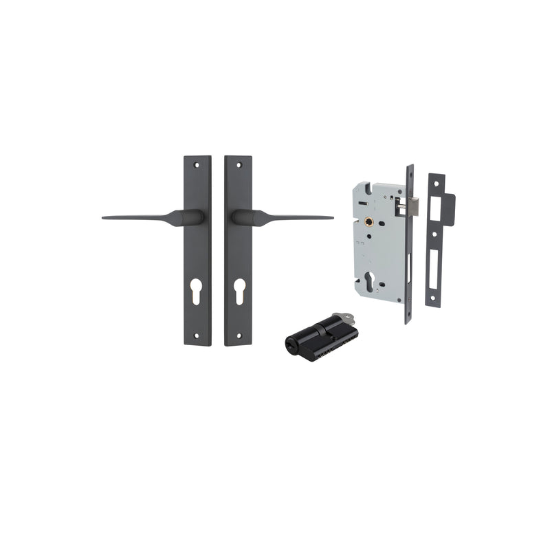 Como Lever Rectangular Matt Black Entrance Kit - Key/Key