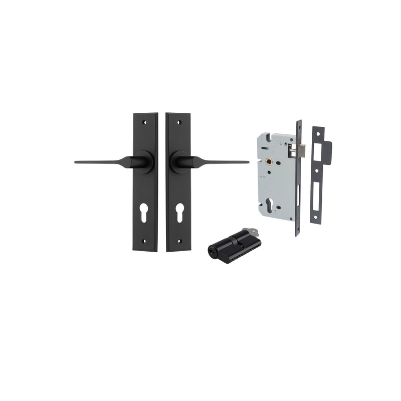 Como Lever Chamfered Matt Black Entrance Kit - Key/Key