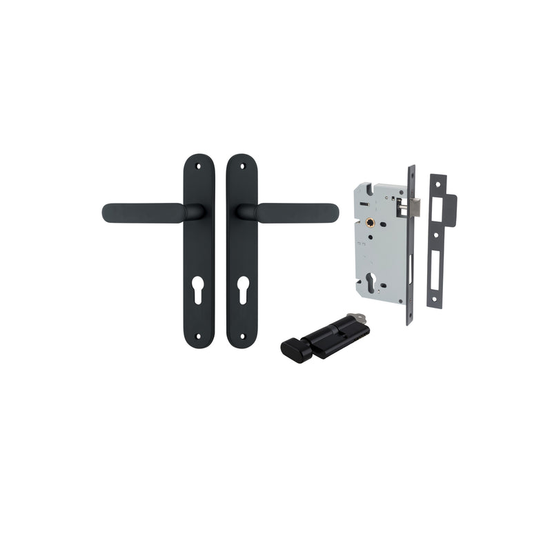 Bronte Lever Oval Matt Black Entrance Kit - Key/Thumb Turn