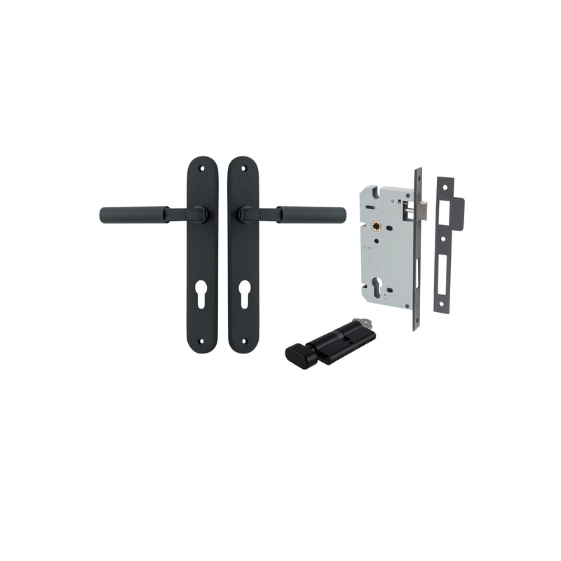 Berlin Lever Oval Matt Black Entrance Kit - Key/Thumb Turn