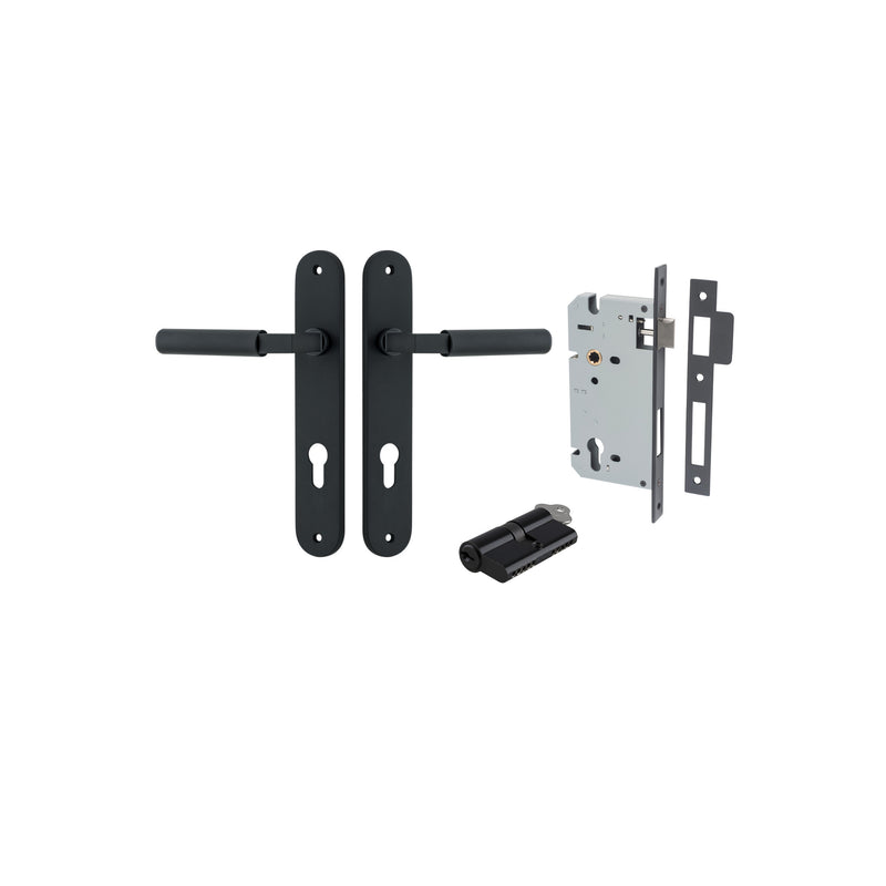 Brunswick Lever Oval Matt Black Entrance Kit - Key/Key