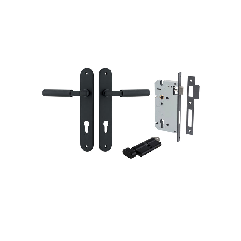 Brunswick Lever Oval Matt Black Entrance Kit - Key/Thumb Turn