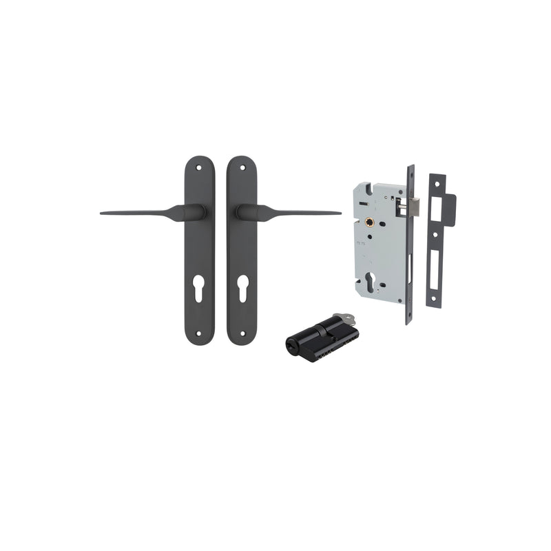 Como Lever Oval Matt Black Entrance Kit - Key/Key