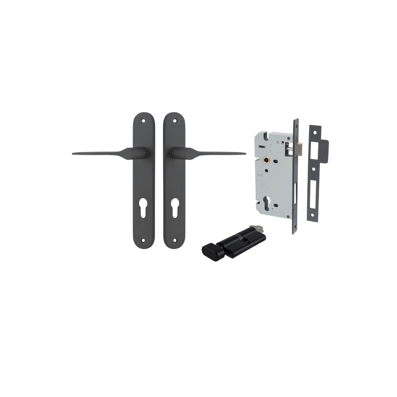 Como Lever Oval Matt Black Entrance Kit - Key/Thumb Turn