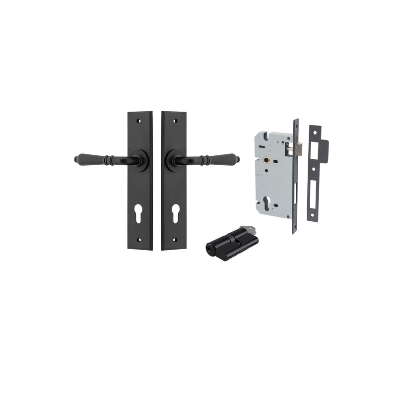 Sarlat Lever Chamfered Matt Black Entrance Kit - Key/Key