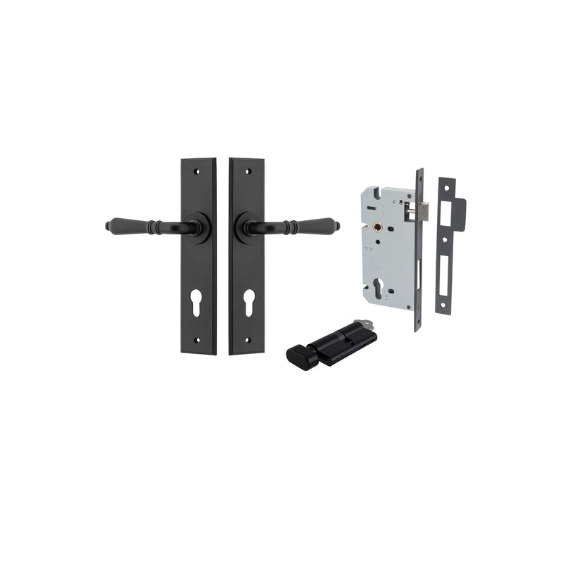 Sarlat Lever Chamfered Matt Black Entrance Kit - Key/Thumb Turn